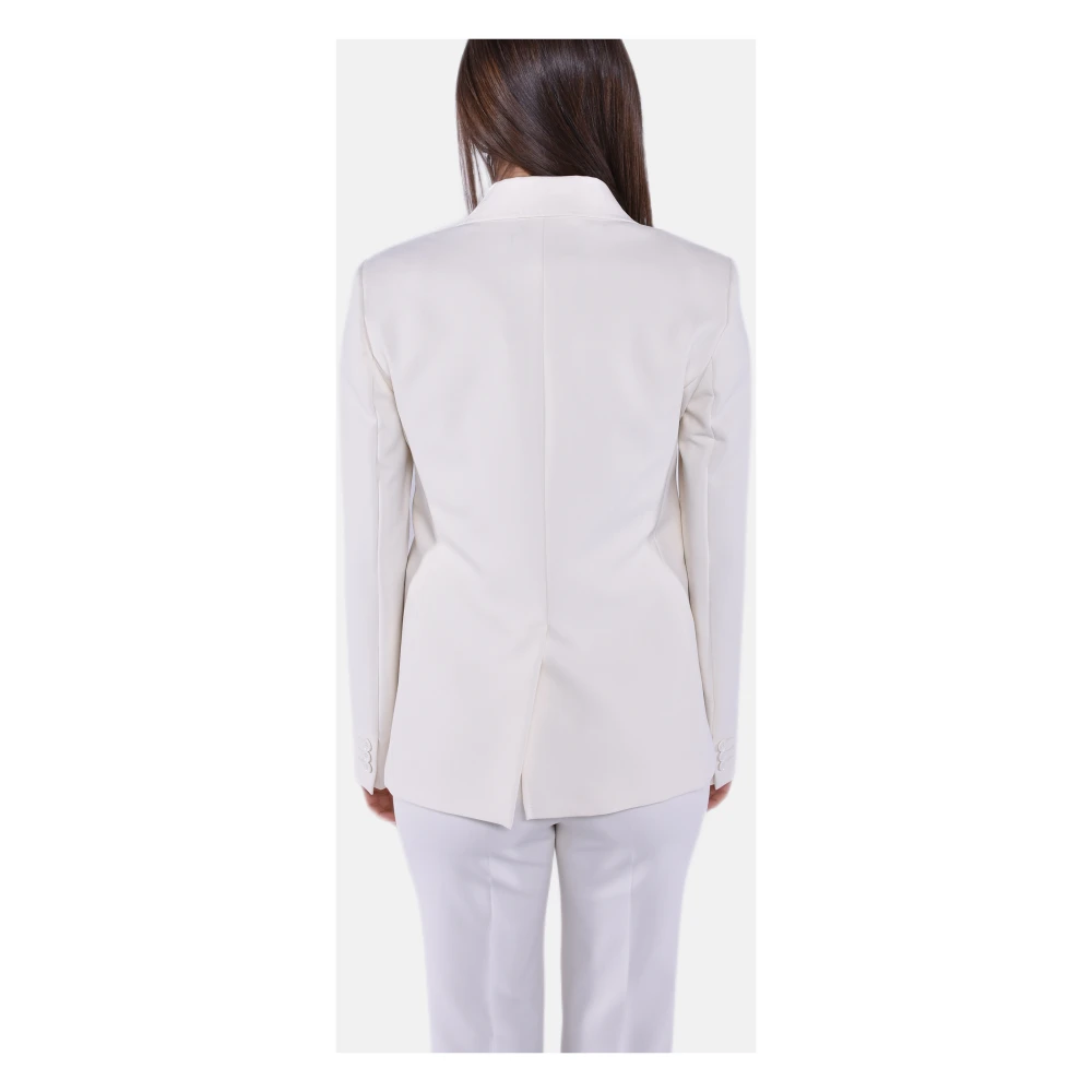 Max Mara Weekend Stretch Viscose Blazer met Klassieke Revers White Dames