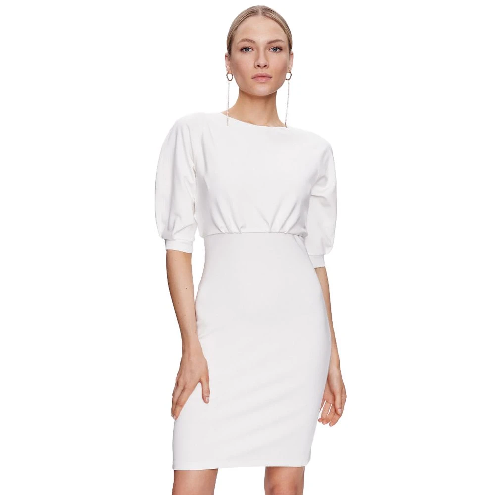 Pinko Neopreen Jurk met Korte Mouwen White Dames