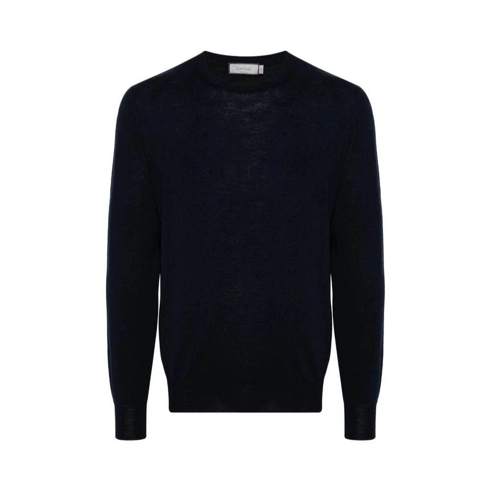 Canali Navy Blauwe Trui Blue Heren