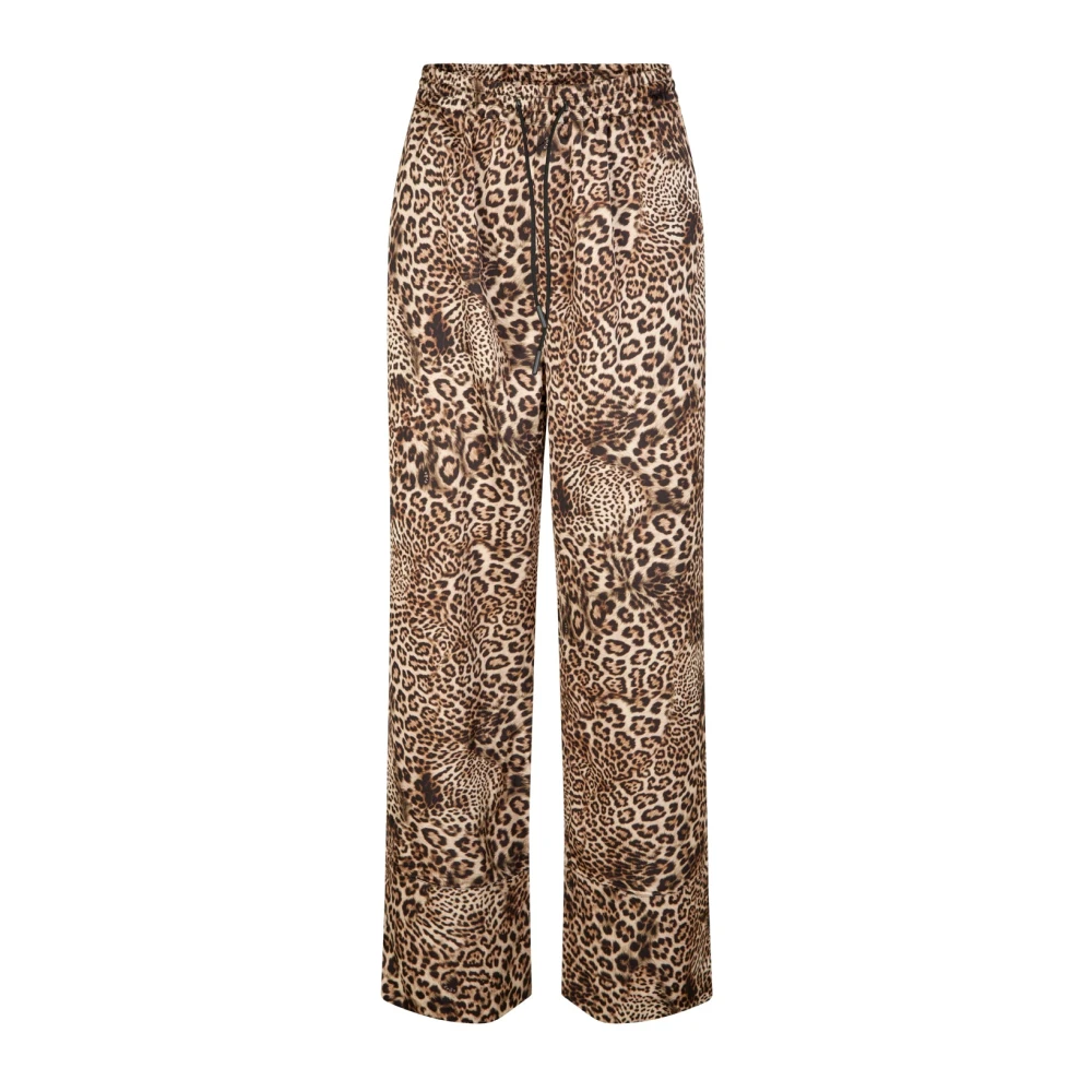 Cras Wilde dierenprint elastische taille broek Brown Dames