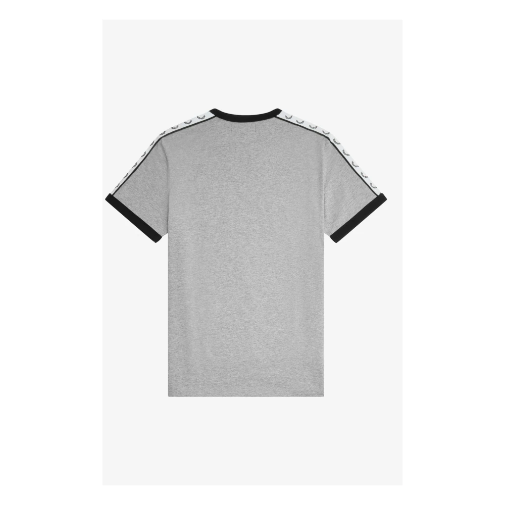 Fred Perry Taped Ringer T-Shirt met Laurel Crown mouwdetail Gray Heren