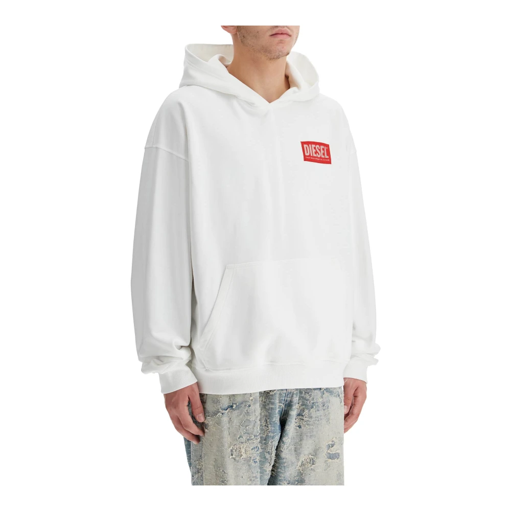 Diesel Geborsteld katoenen trui met logo White Heren