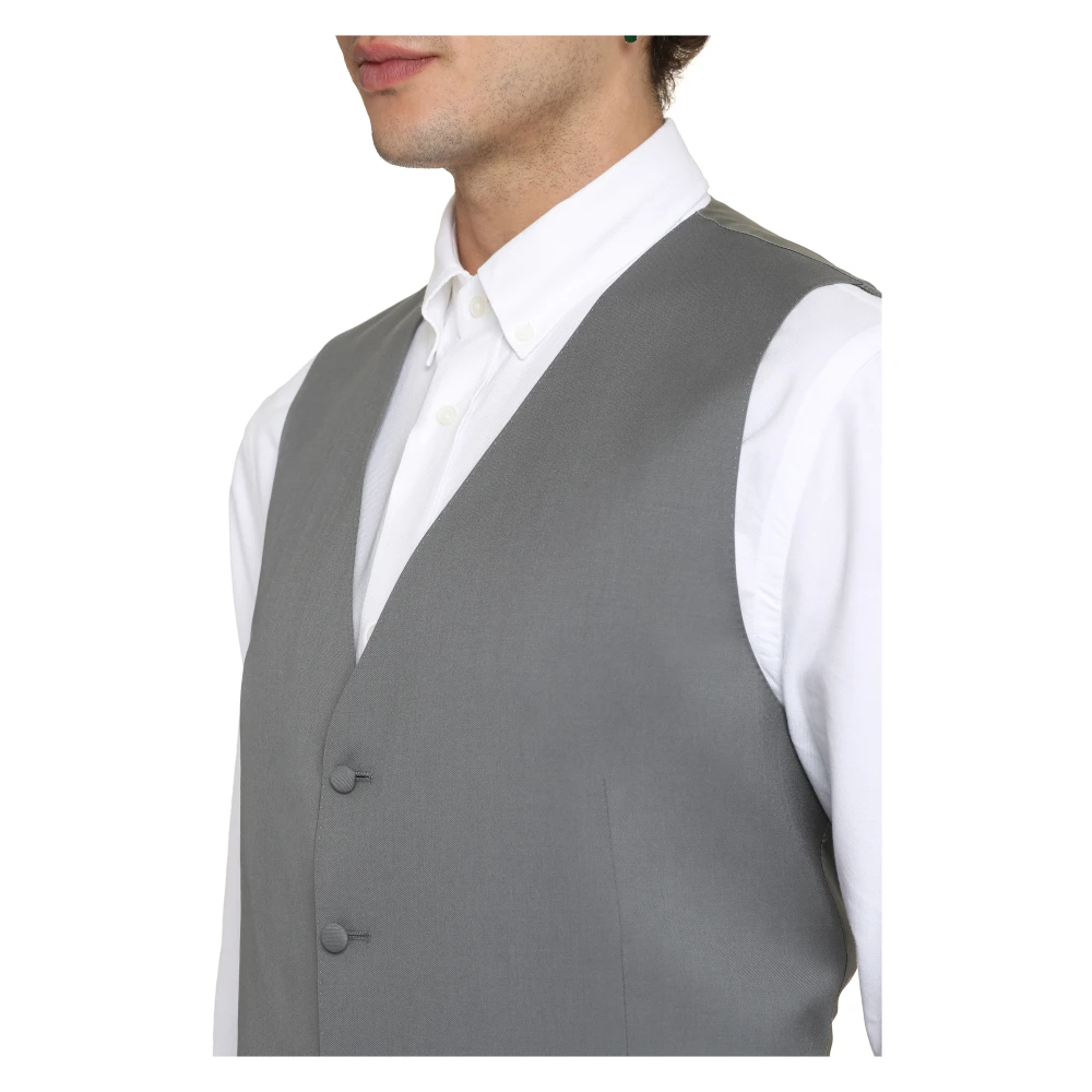 Canali Wollen vest met verstelbare band Gray Heren