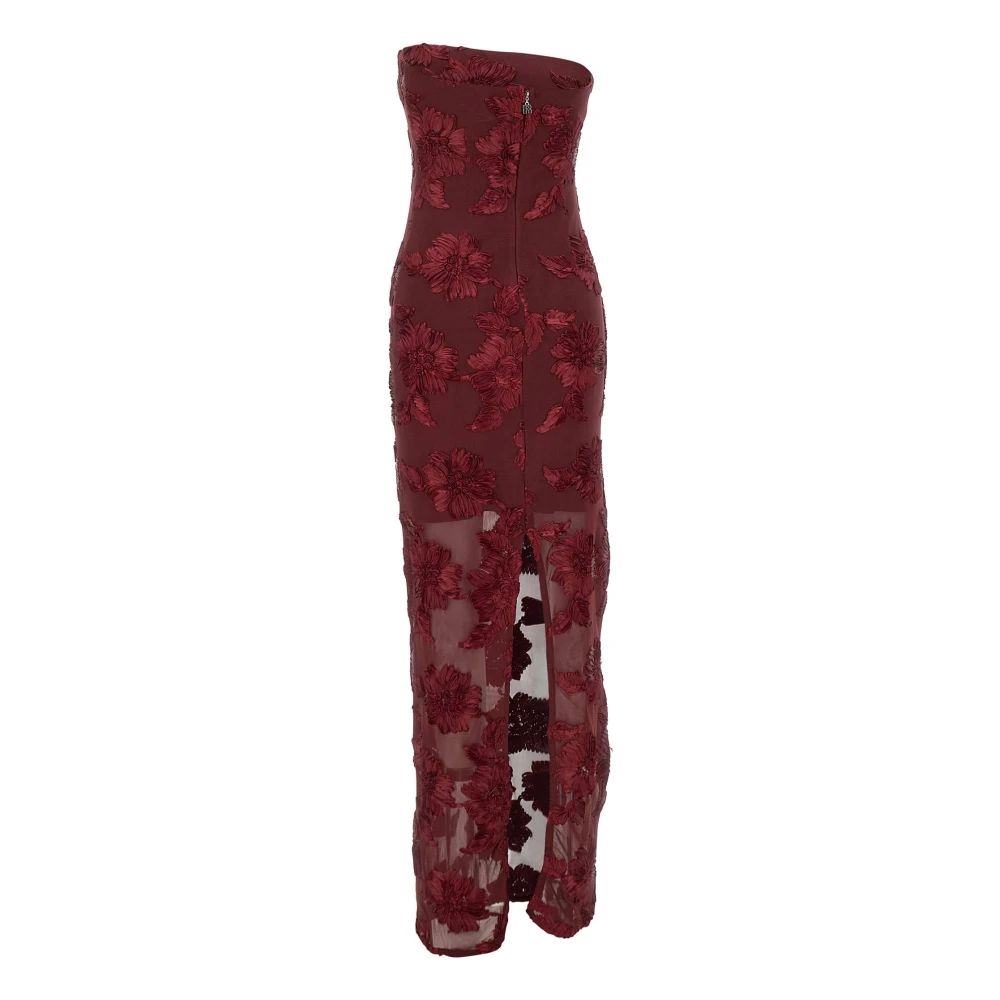 Rotate Birger Christensen Bordeaux 3D Mesh Maxi Jurk Red Dames