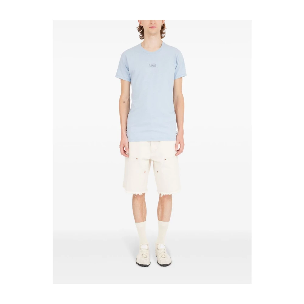 Maison Margiela Blauw Nummers Motief Ronde Hals T-shirt Blue Heren