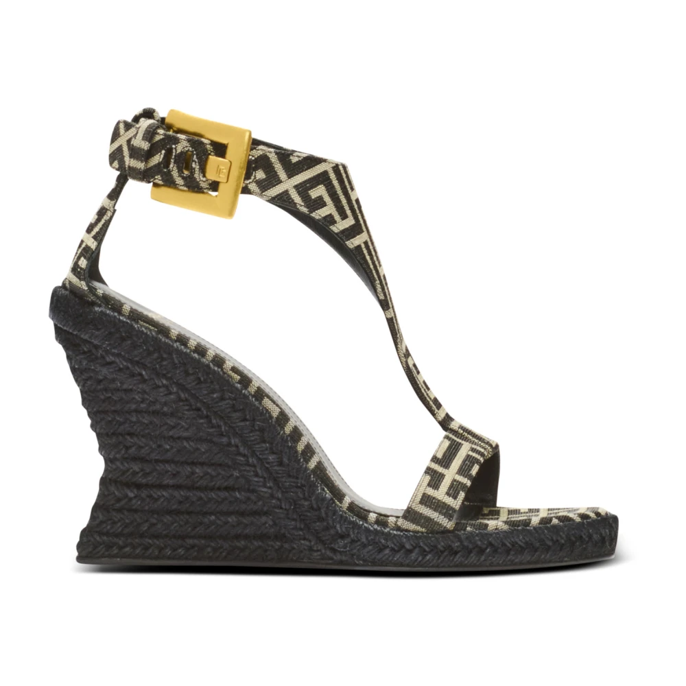 Balmain Black Anthem Wedge Espadrilles - Female - Wedges - 4 Uk - Shoes