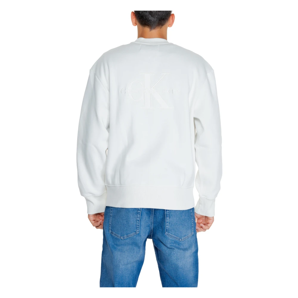 Calvin Klein Jeans Witte Zip-Up Sweatshirt Mannen Herfst Winter White Heren