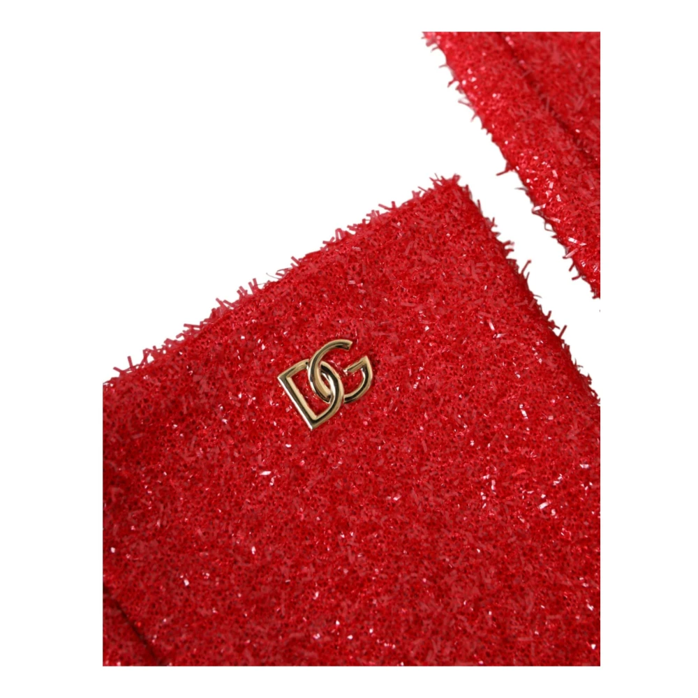 Dolce & Gabbana Rode Lurex Arm Lengte Mode Handschoenen Red Dames