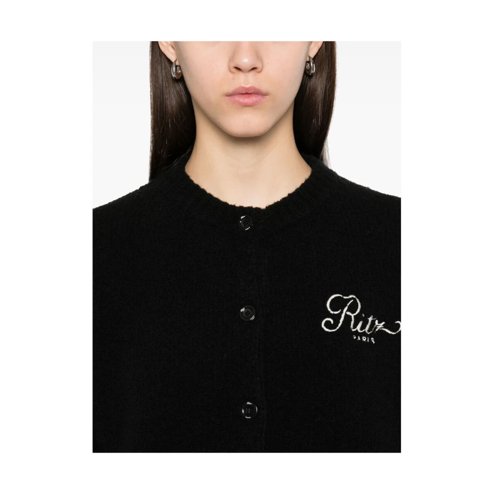 Frame Zwarte Crew Neck Sweater met Zakken Black Dames