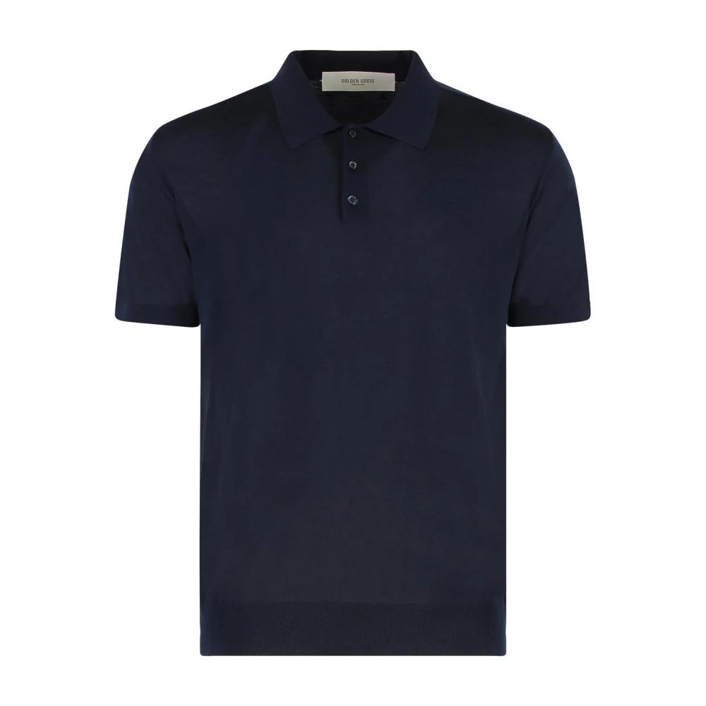 Golden Goose Uomo Blu Polo A Maniche Corte In Maglia