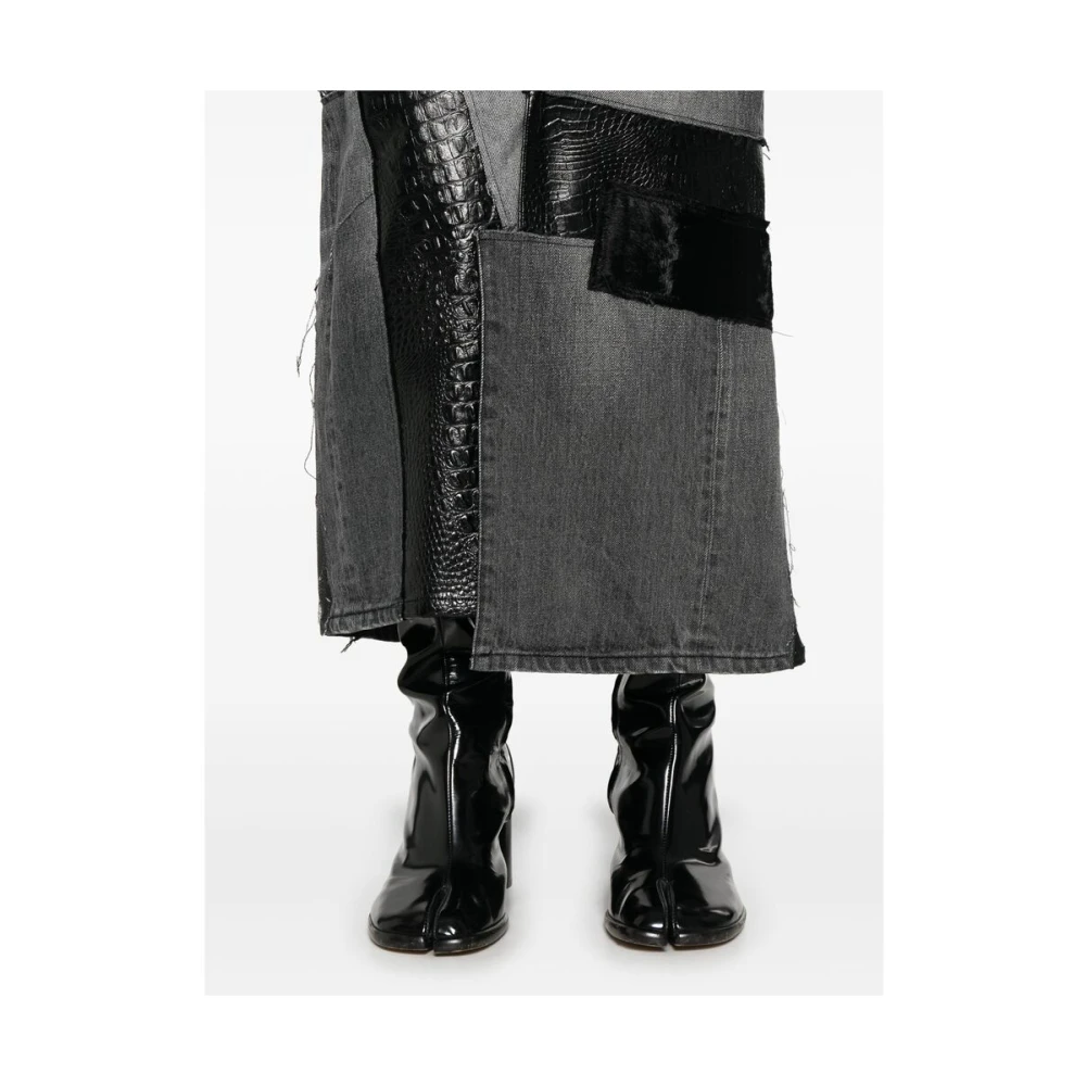 Junya Watanabe Zwarte Denim Panel Rok Black Dames