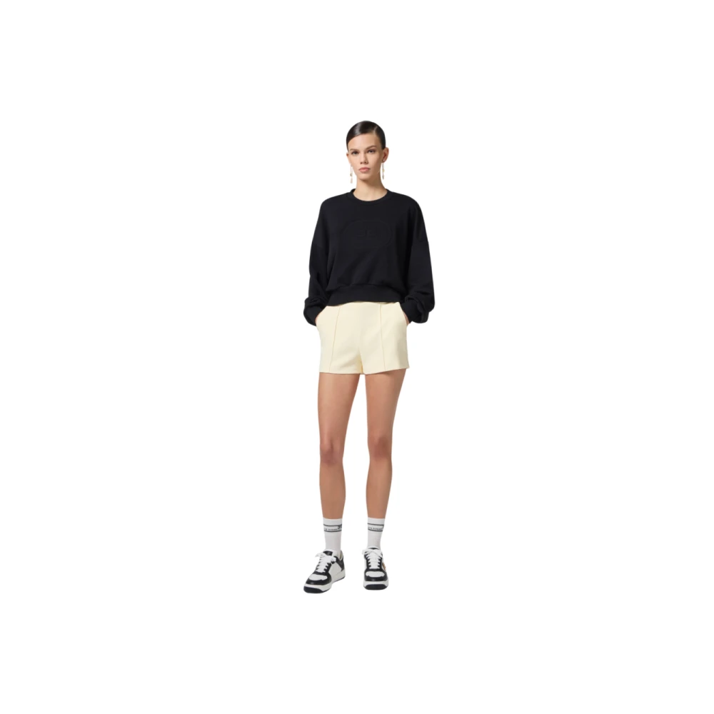 Elisabetta Franchi Zwarte Katoenen Trui met Lange Mouwen Black Dames