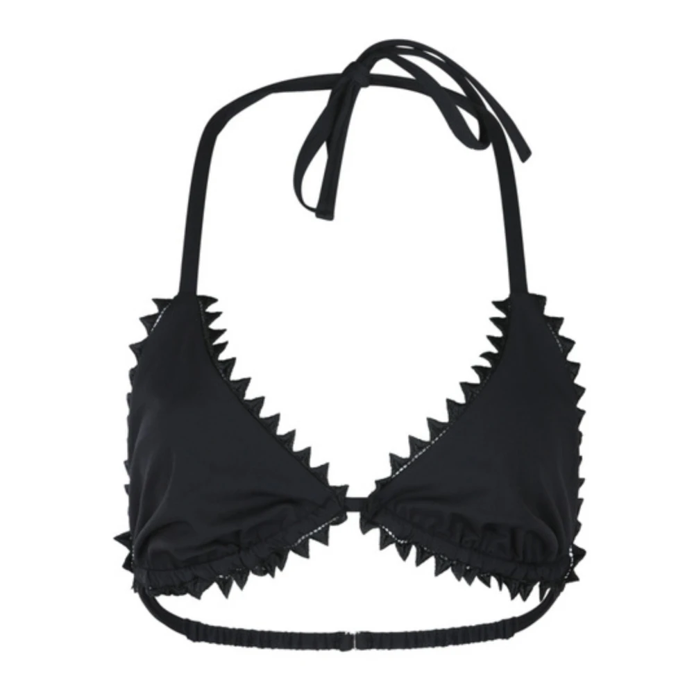Jacquemus Black Bikinis, Female, Xs, Picot Bikini Top