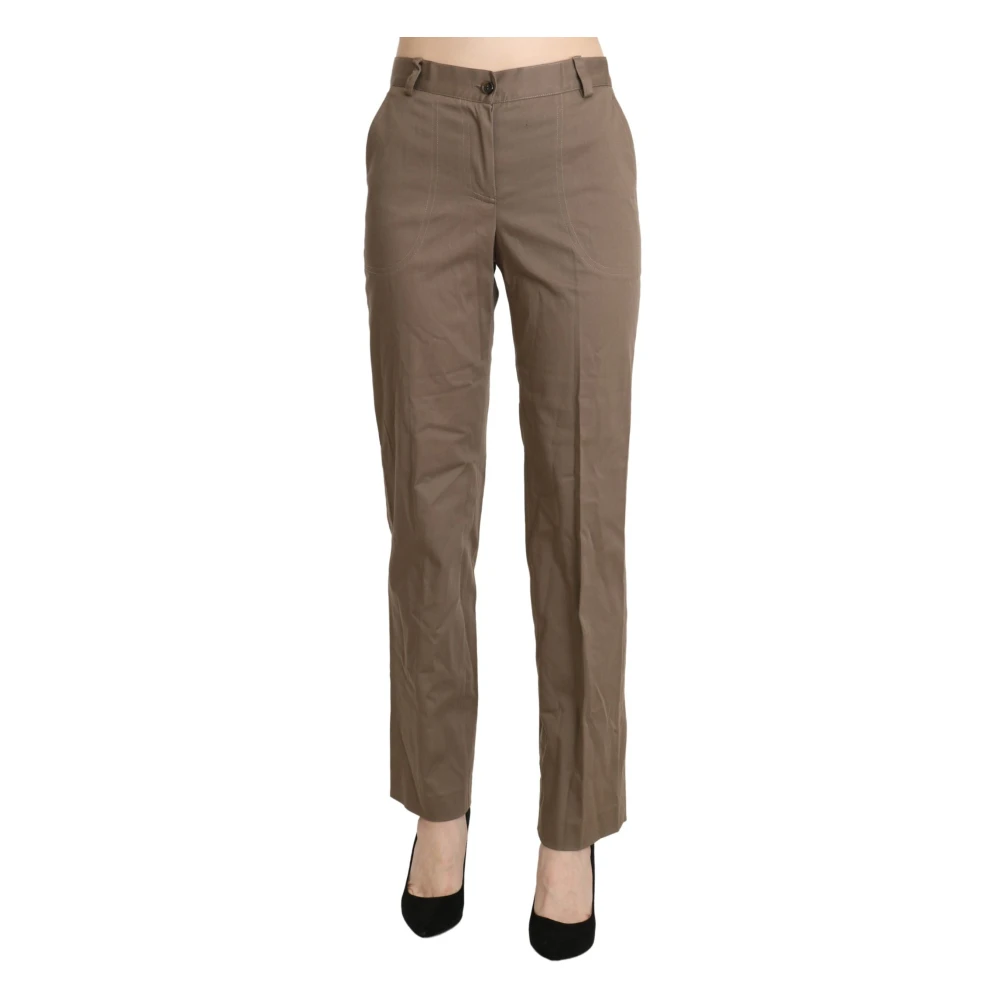 Bencivenga Women's Brown Straight Trousers,, Elegant High Waist Straight Trousers Extra Large