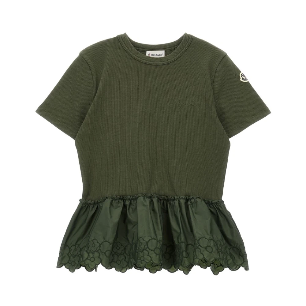 Moncler Unisex Green Maglietta Girocollo Manica Corta Con Logo