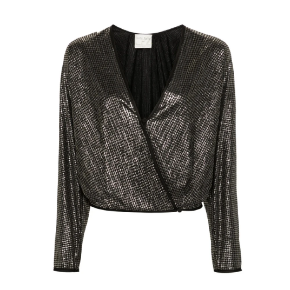 Forte Wikkeltop met Metallic Details Black Dames