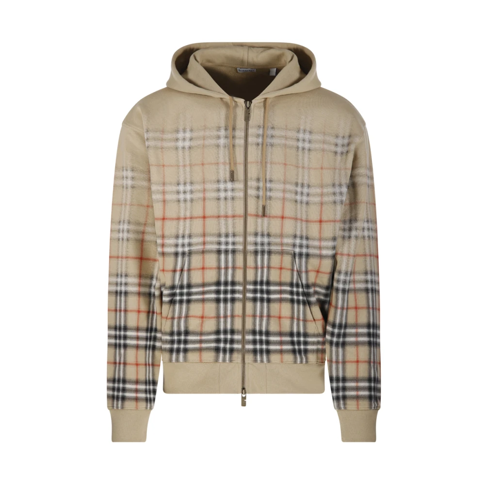 Burberry Men's Beige Gradient Check Cotton Zip Hoodie - Zip-Throughs - M - Sweatshirts & Hoodies