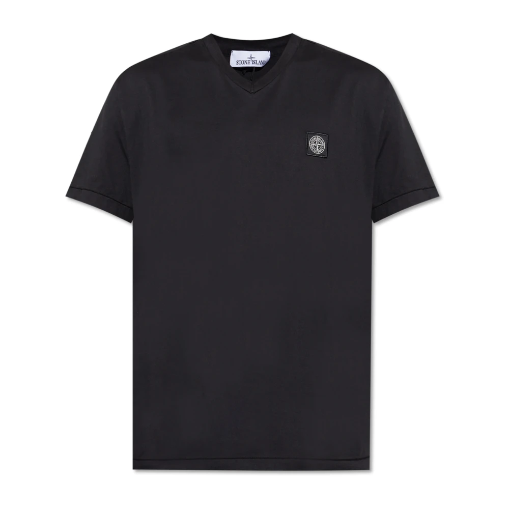 Stone Island V-hals T-shirt Black Heren