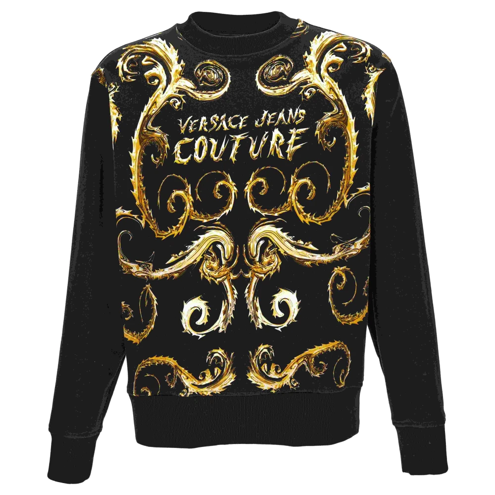 Versace Jeans Couture Sweatshirt met Barocco motief Black Heren