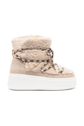 Beige Faux-Fur Stövlar