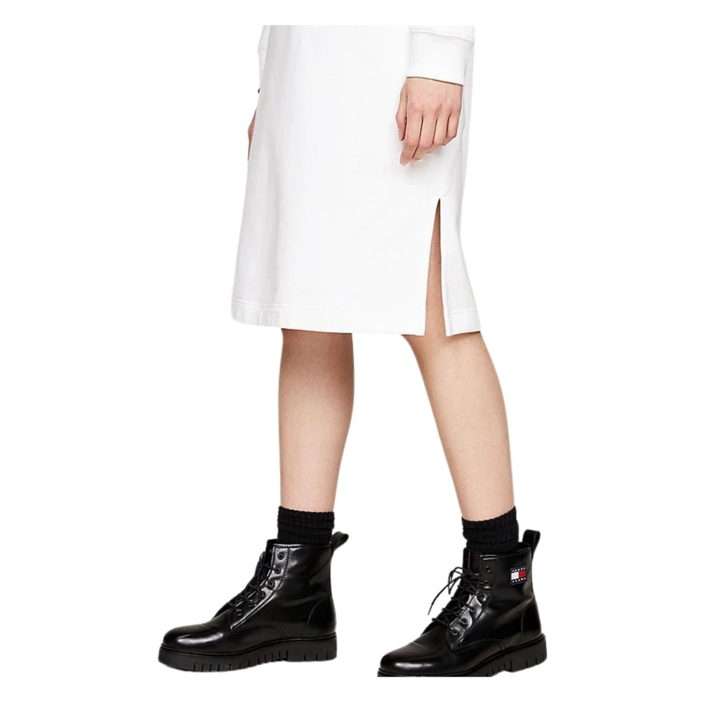 Tommy Hilfiger Witte Katoenen Sweaterjurk White Dames