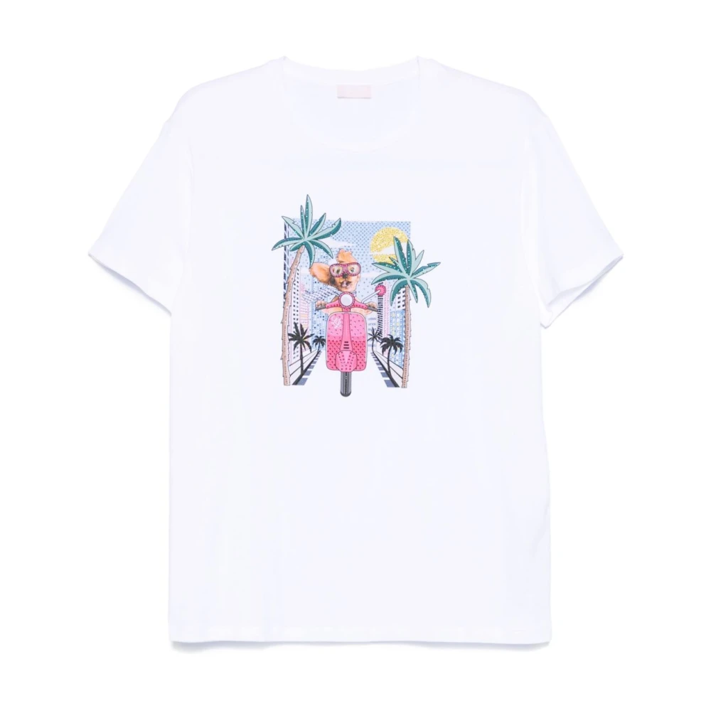 Liu Jo Grafische Print T-shirts met Crew Neck White Dames