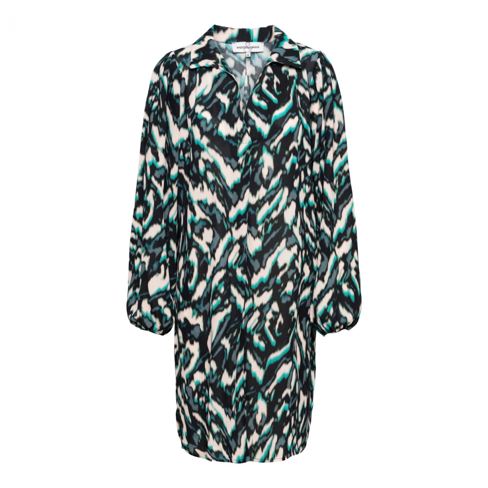 &Co Woman Groene Mineralen Jurk Multicolor Dames