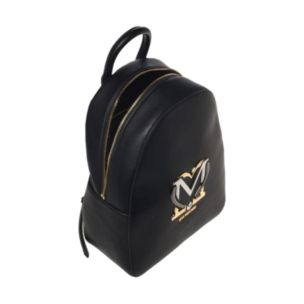 Love Moschino Elegante Zwarte Rugzak met Gouden Hart Black Dames