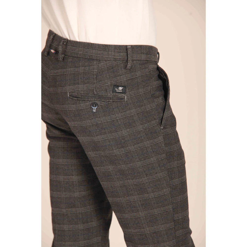 Mason's Slim Fit Glen Check Chino Broek Gray Heren