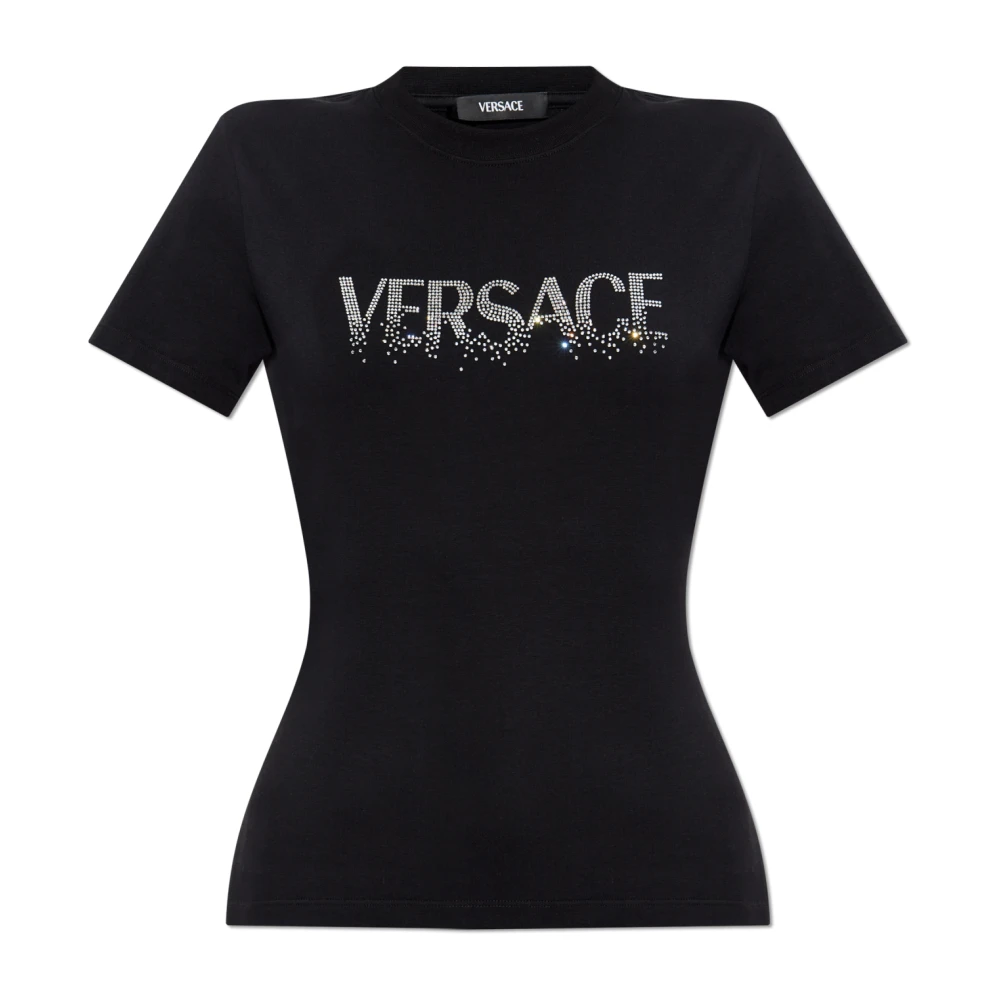 Versace T-shirt met glinsterende pailletten Black Dames
