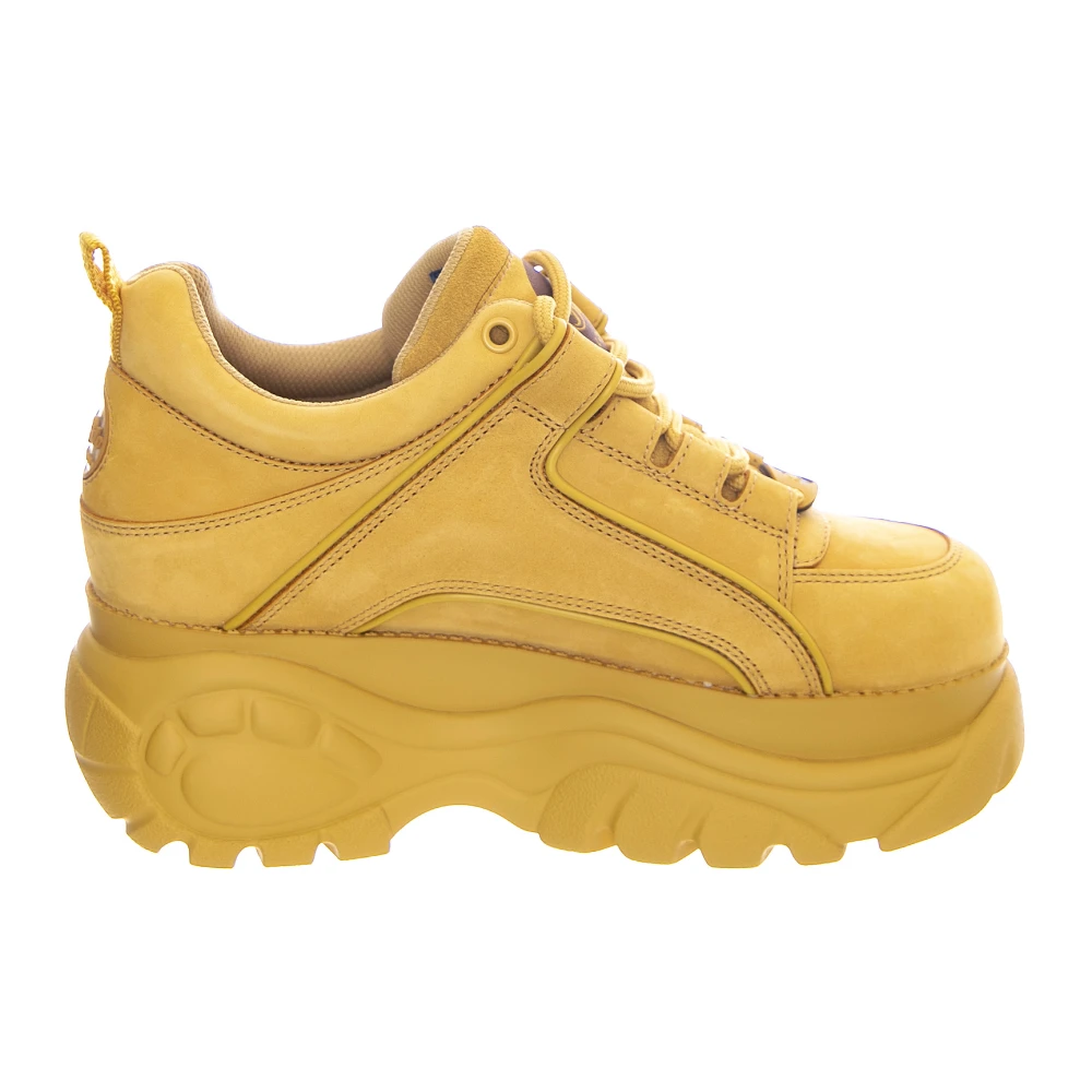 Buffalo Gele Leren Plateau Sneakers voor Vrouwen Dames Schoenen Beige
