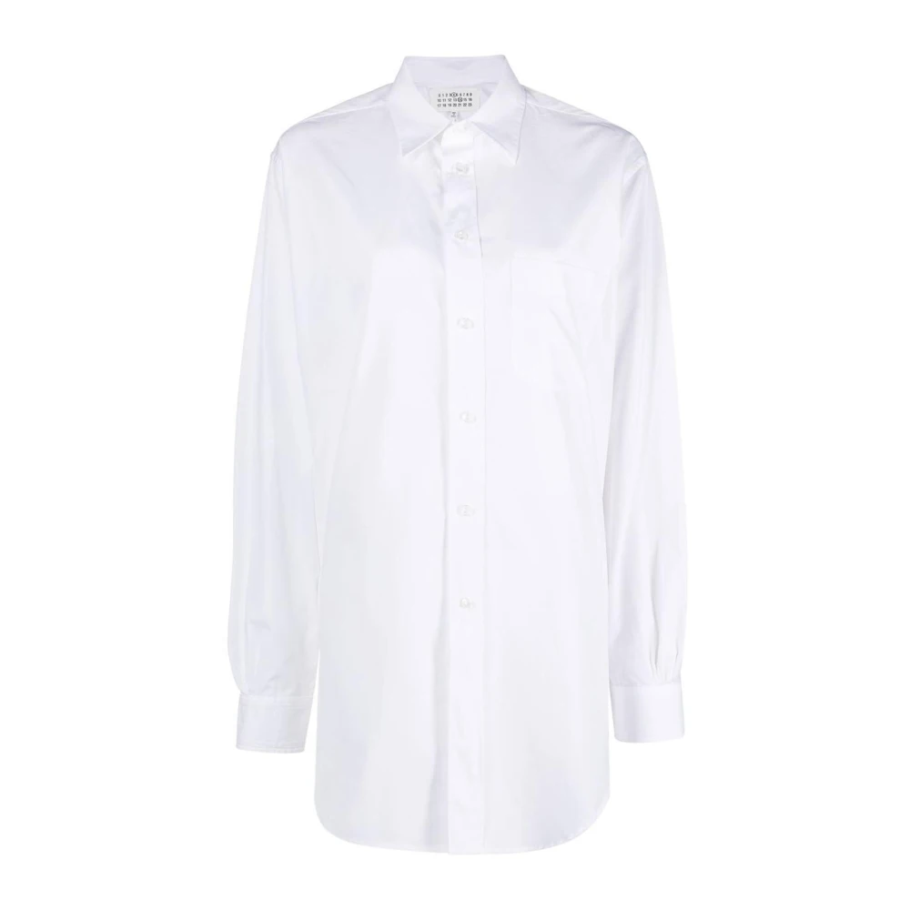 Maison Margiela Vrouw Wit Overhemden Dames, S, Katoen, Oversized Katoenen Poplin Overhemd