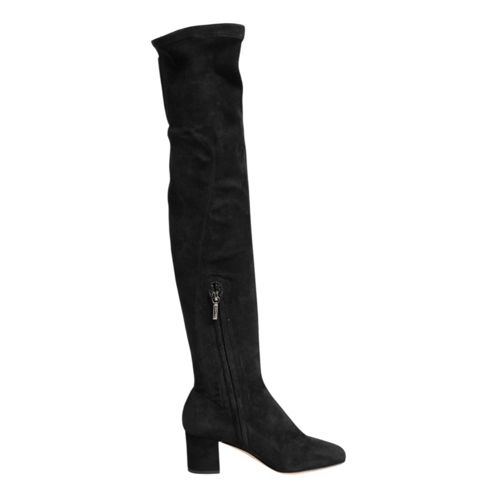 Dolce & Gabbana Women's Black Suede Leather Knee High Boots