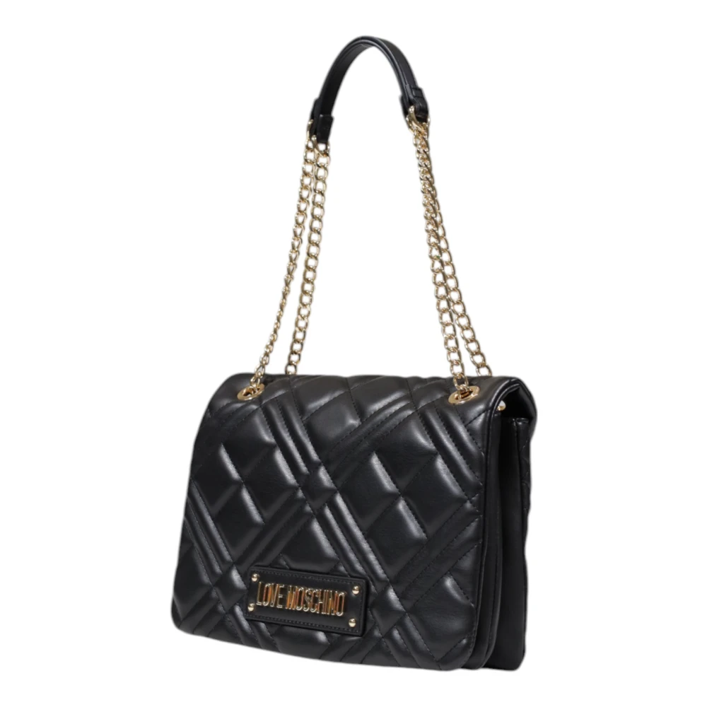 Love Moschino Zwarte schoudertas met clipsluiting Black Dames