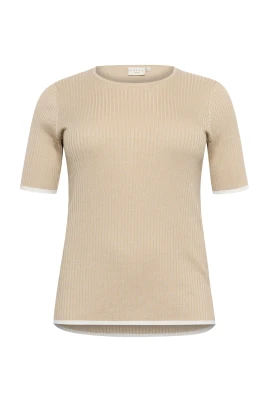 Rib Contrast Pullover Sweater Feather G.