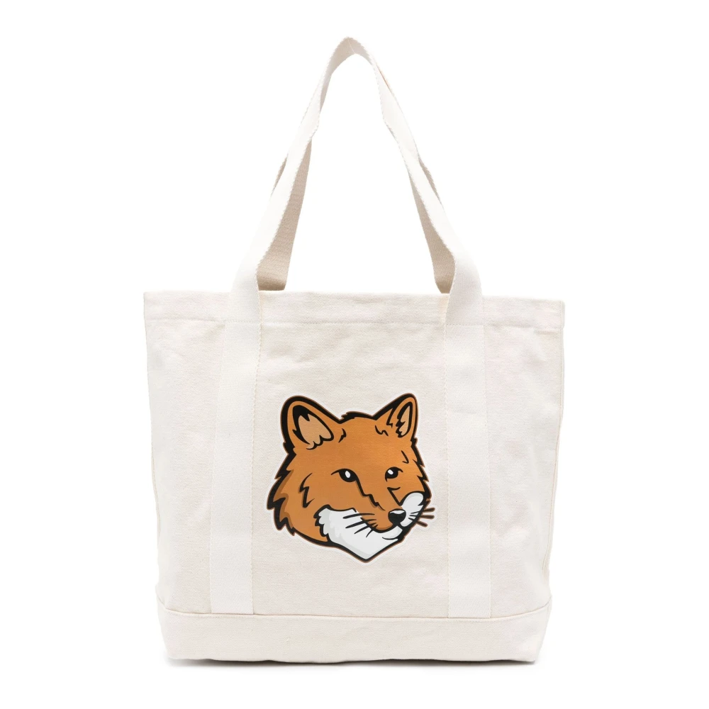 Maison Kitsuné Chillax Fox Tote Tas Beige Heren