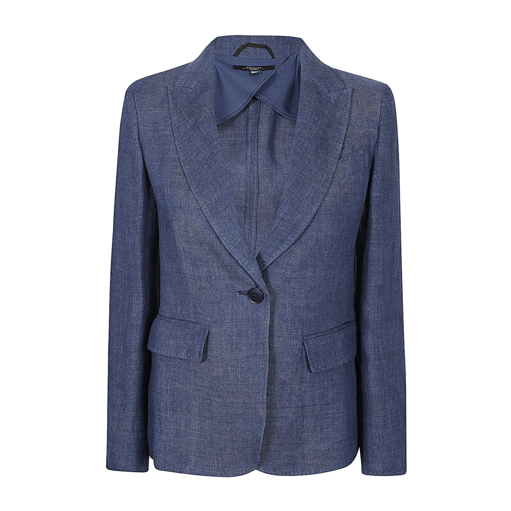 Max Mara Weekend Blauwe Linnen Blazer Klassieke Stijl Blue Dames