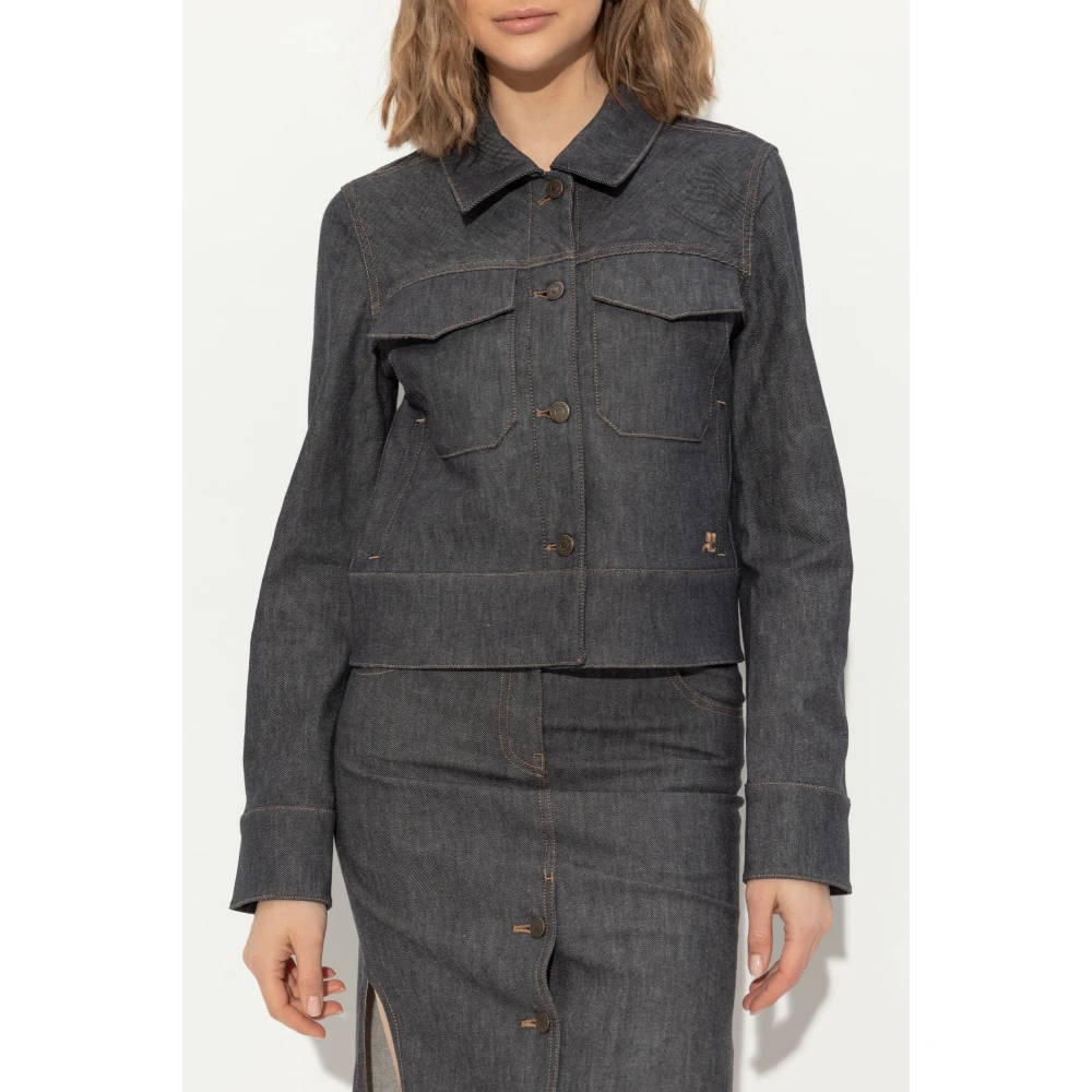 Courrèges Spijkerjasje met geborduurd logo Gray Dames