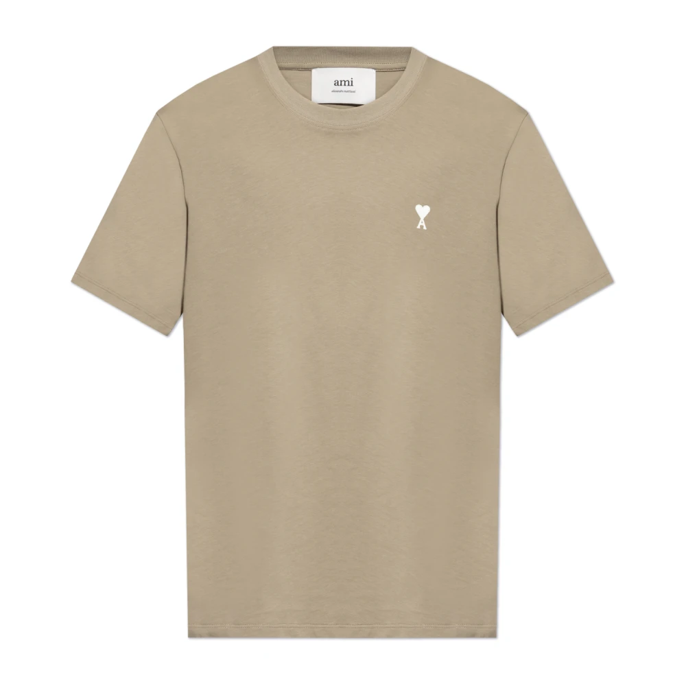 Ami Paris T-shirt met logo Beige Heren