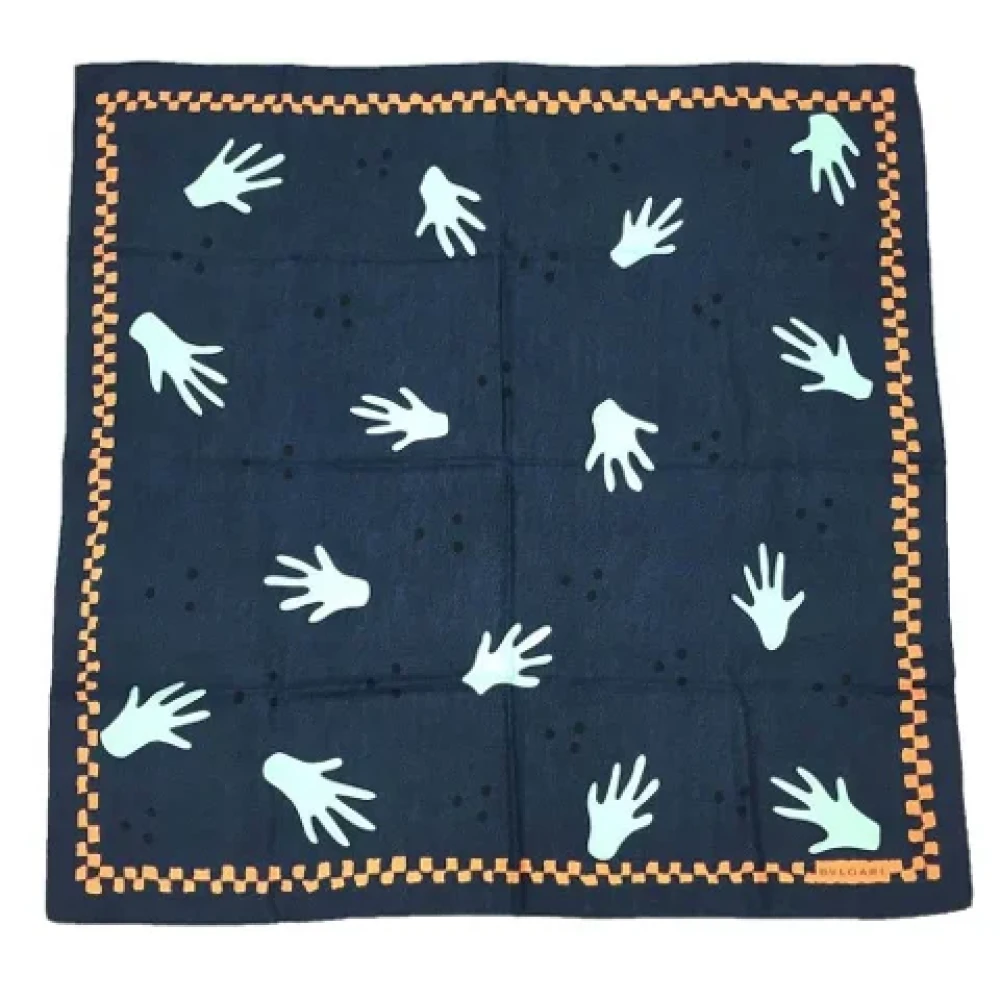 Bvlgari Vintage Pre-owned Silk scarves Blue Dames