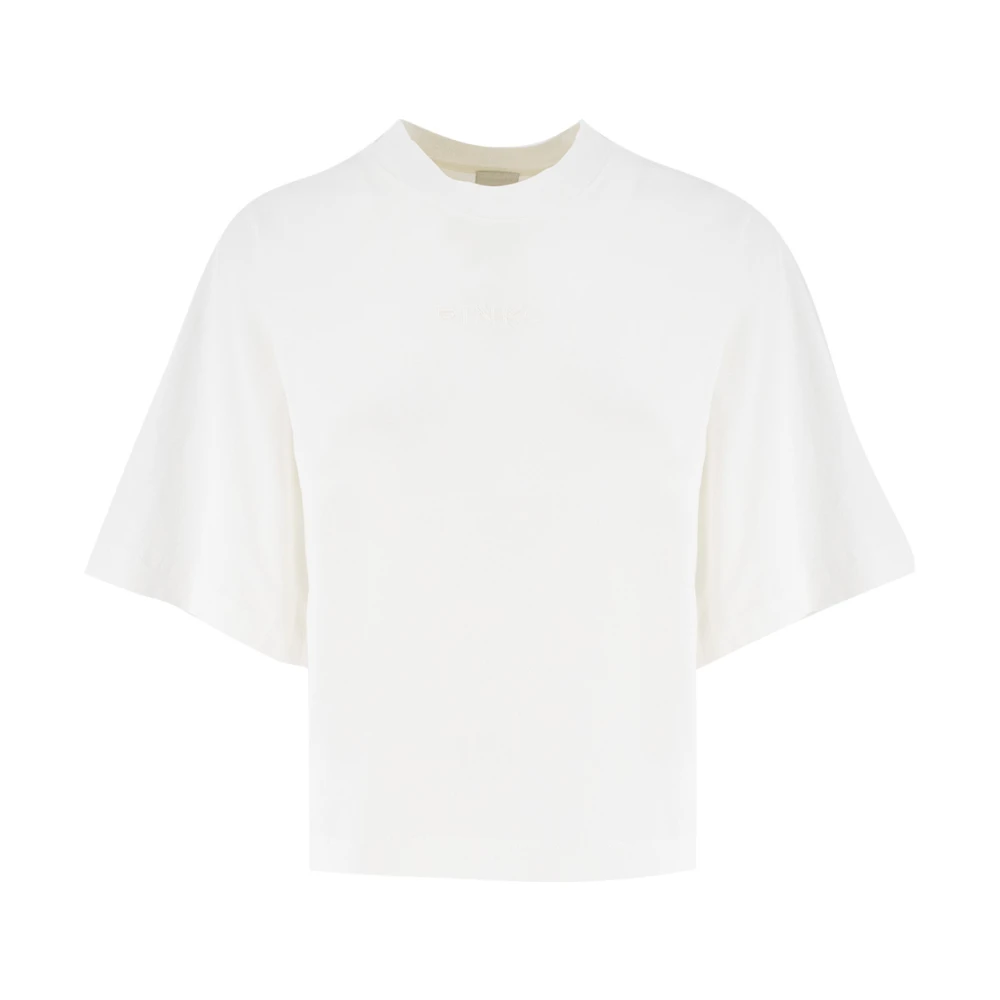 Pinko Geknipte katoenen T-shirt met logo White Dames