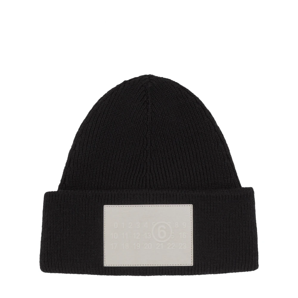 Mm6 Maison Margiela Women's Black Logo-Embellished Beanie