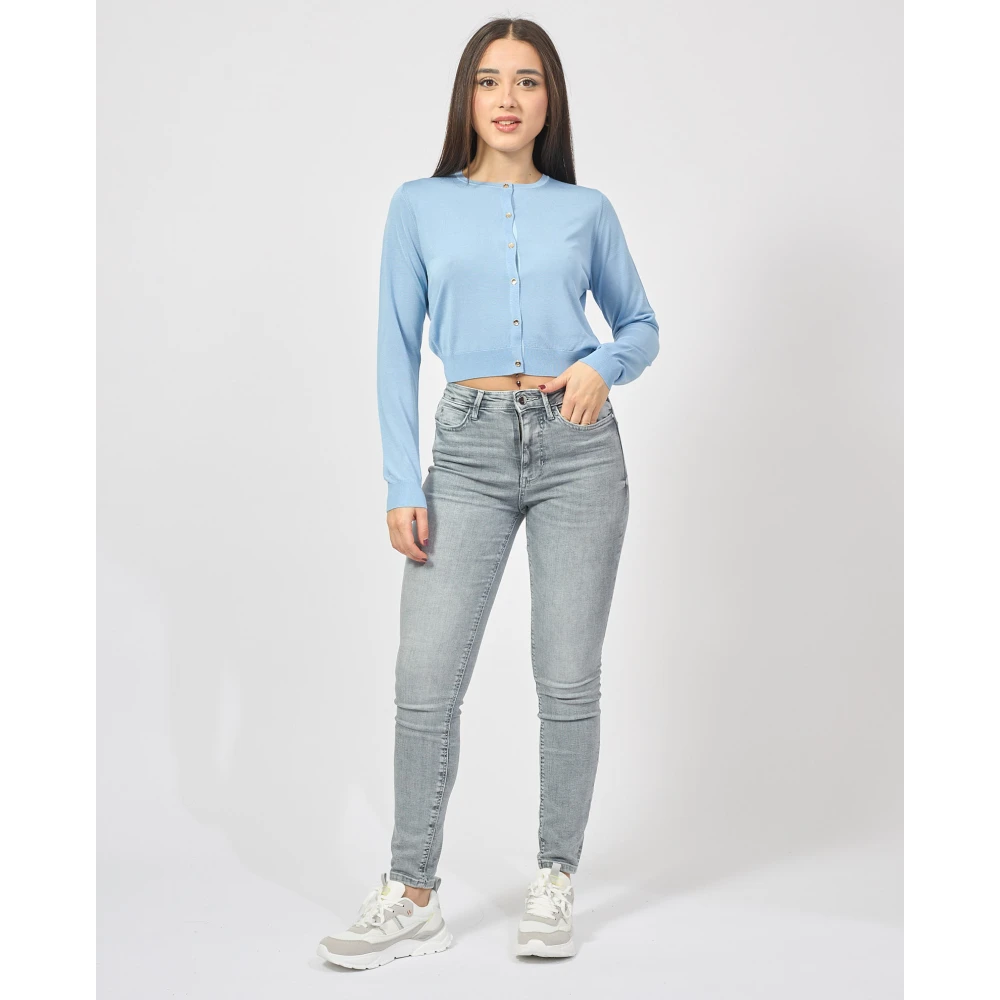 Fracomina Blauwe Vest met Zijde en Knopen Blue Dames