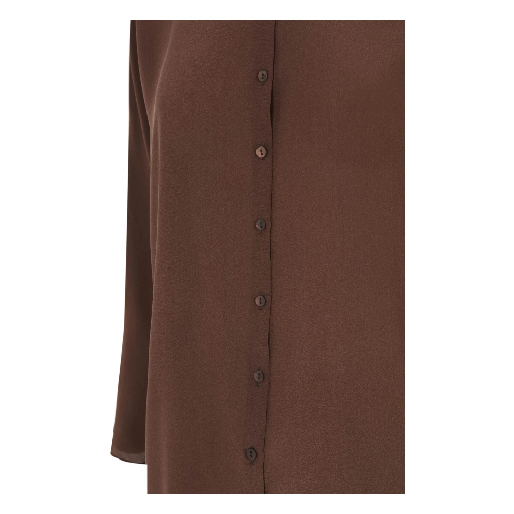 Cortana Pruim Zijden Lange Mouw Shirt Brown Dames