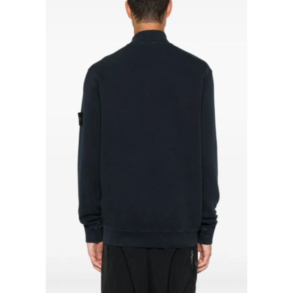 Stone Island Navy Blue Jersey Baseball Sweater Blue Heren