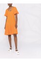 oranje-zijdemix-flared-v-hals-jurk