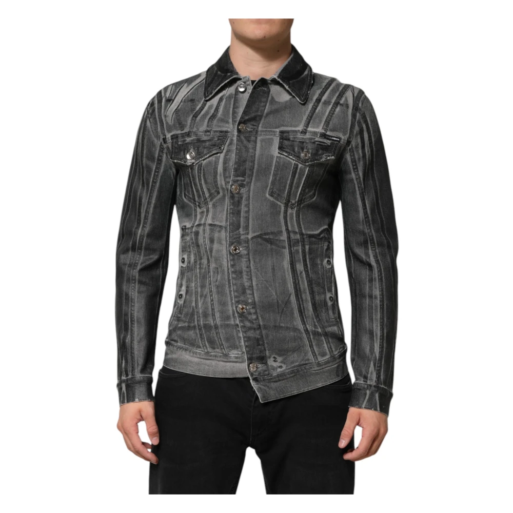 Dolce & Gabbana Men's Gray Washed Denim Jacket