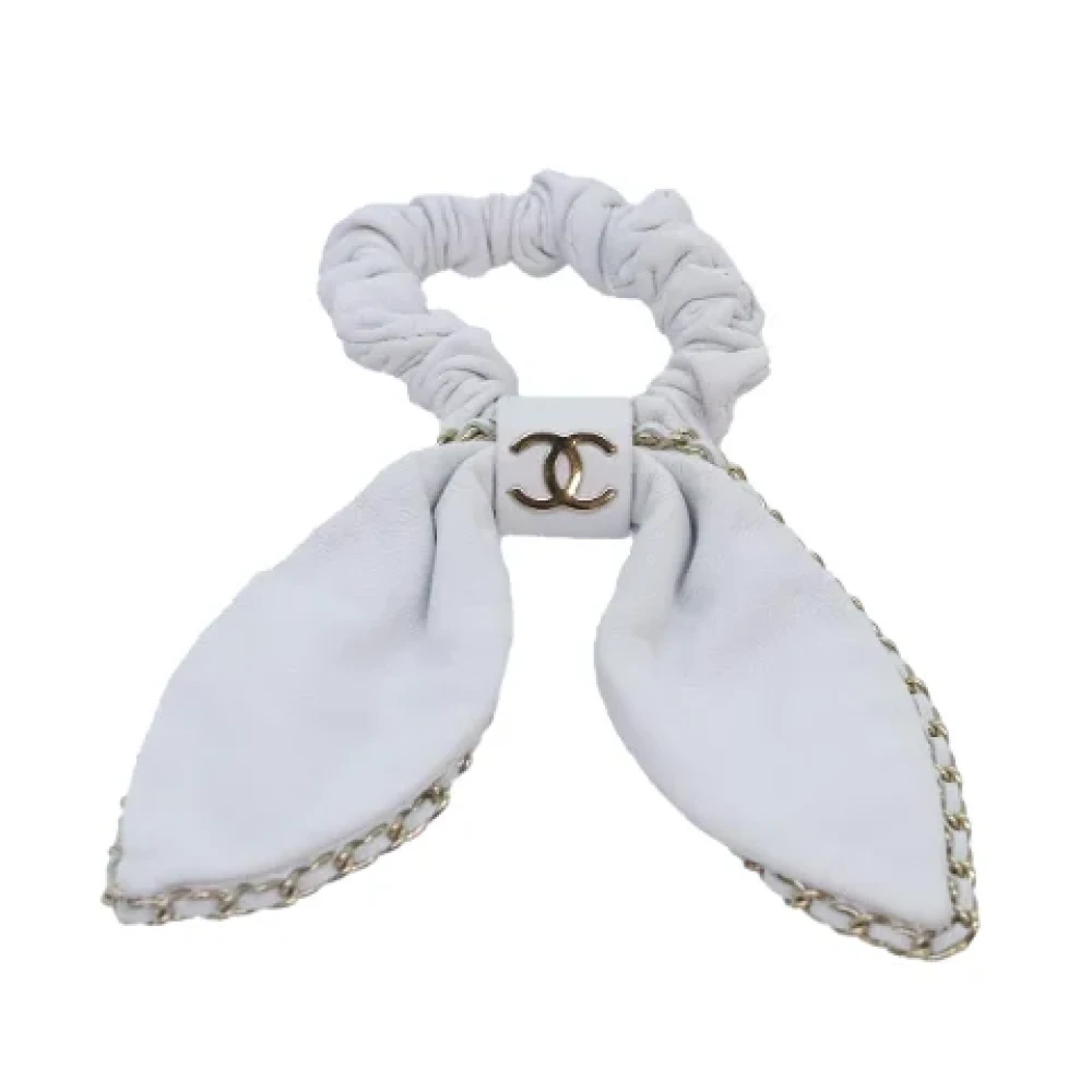 Chanel Vintage Pre-owned Leather hair-accessories White Dames