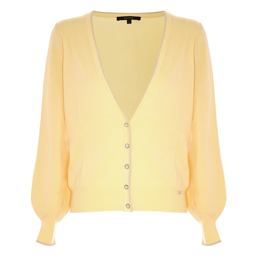Kocca Verfijnde Gebreide Vest met Contrasterende Rand Yellow Dames