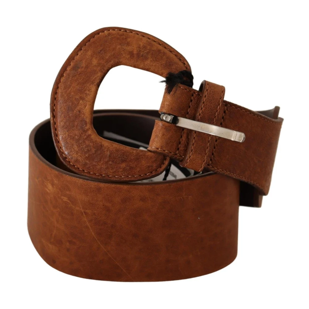 Costume National Women's Brown Leather Belt With Logo Details